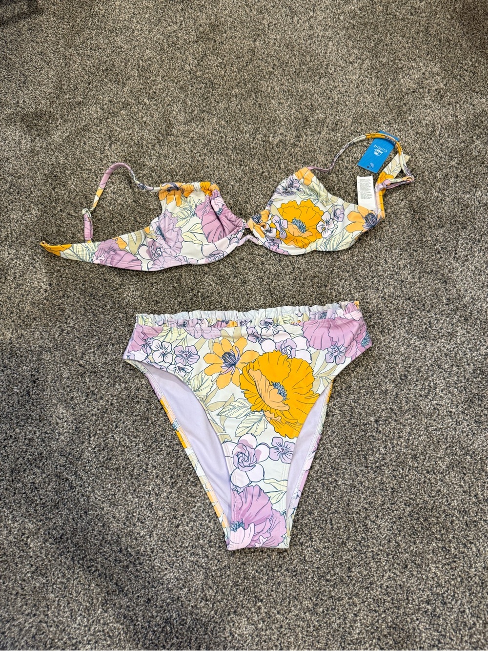 Cupshe Yellow & Lavender Floral Women’s Bikini Set